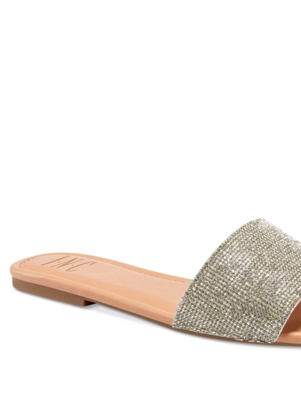 INC Silver Stretch Gore Natalia Sparkle Slide Sandal in Metallic Champagne - Picture 9 of 9